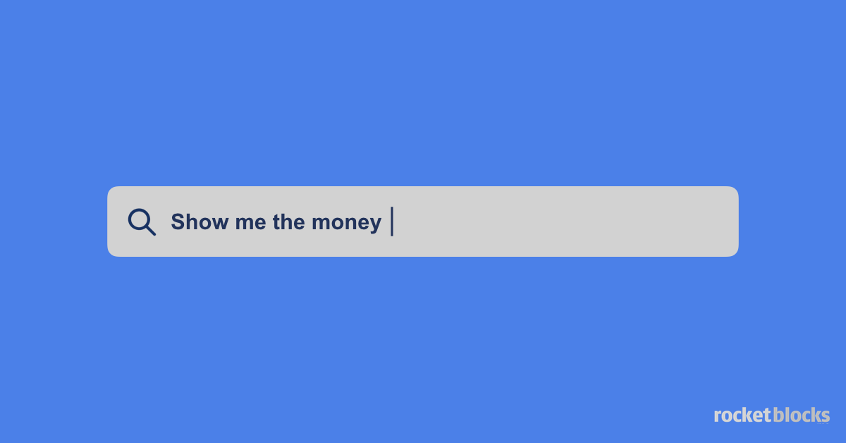 Google search bar with a query: show me the money